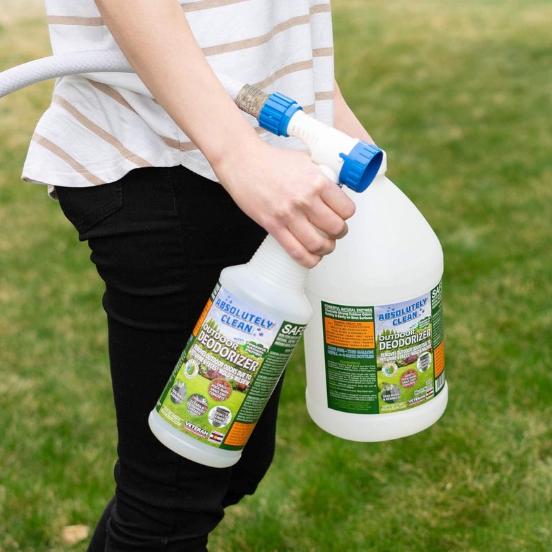 Absolutely Clean Amazing Outdoor Deodorizer odor eliminator Natural Enzyme Just Spray & Walk Away Grass, AstroTurf, Dog Runs, Patios, Decks, Fences & More Vet Approved - 128oz odor eliminator for strong odor - Image 2